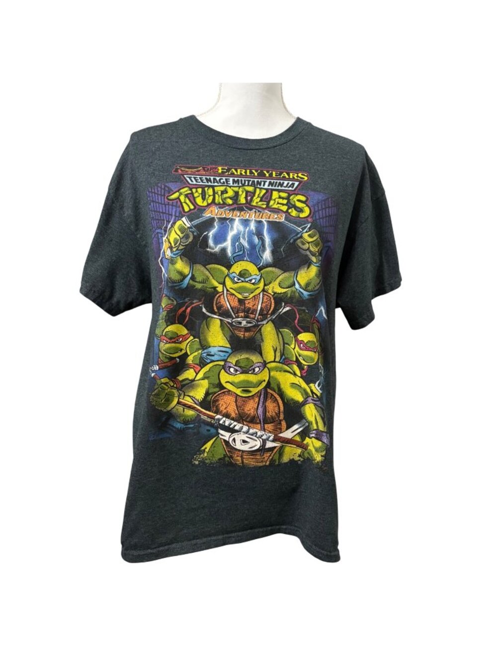 Teenage Mutant Ninja Turtles Y2K Unisex Gray Cartooncore Retro Graphic TShirt L